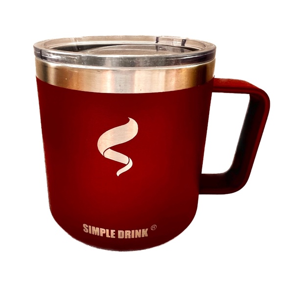 Simple Drink Travel Mug Red Coffee Tea w Lid Thermal Stainless Steel 14 Ozs - Picture 1 of 6